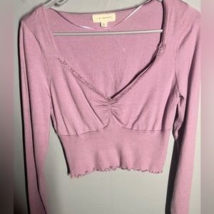 Butter soft purple cropped shirt